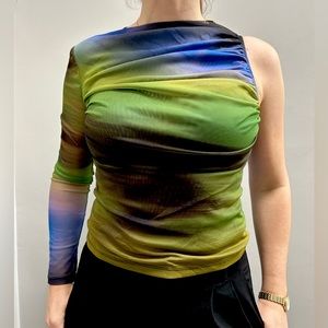 Zara mesh one shoulder top, size medium